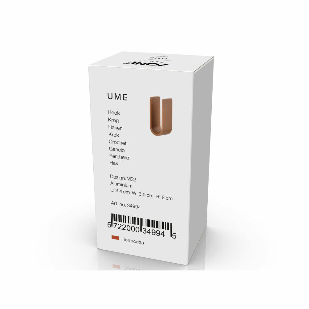 Zone Denmark Haken Ume Terracotta, Handtuchhaken, Aufhängung, Aluminium, Rot, 34994
