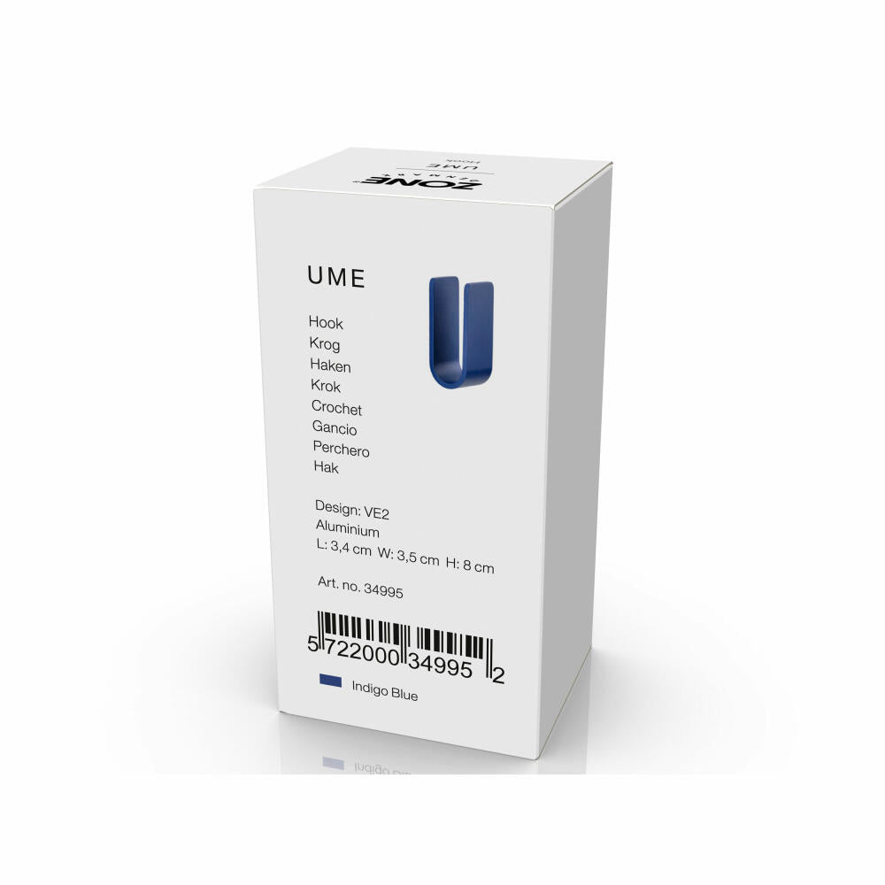 Zone Denmark Haken Ume Indigo Blue, Handtuchhaken, Aufhängung, Aluminium, Blau, 34995