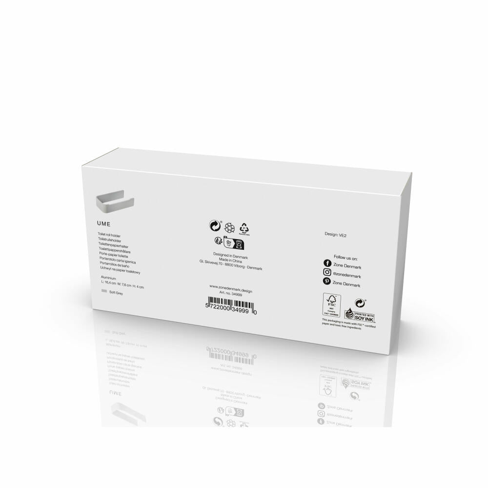 Zone Denmark Toilettenpapierhalter Ume Soft Grey, WC-Rollenhalter, Aluminium, Grau, 34999