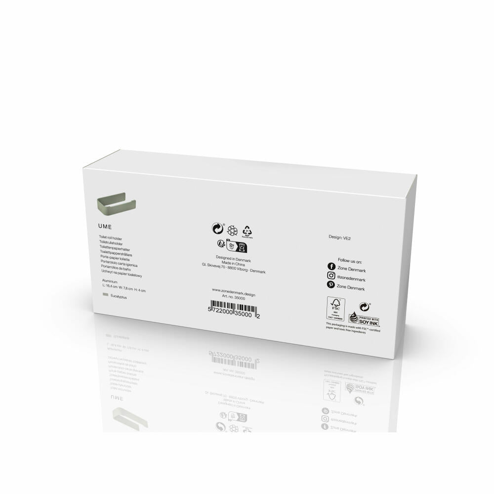Zone Denmark Toilettenpapierhalter Ume Eucalyptus, WC-Rollenhalter, Aluminium, Grün, 35000