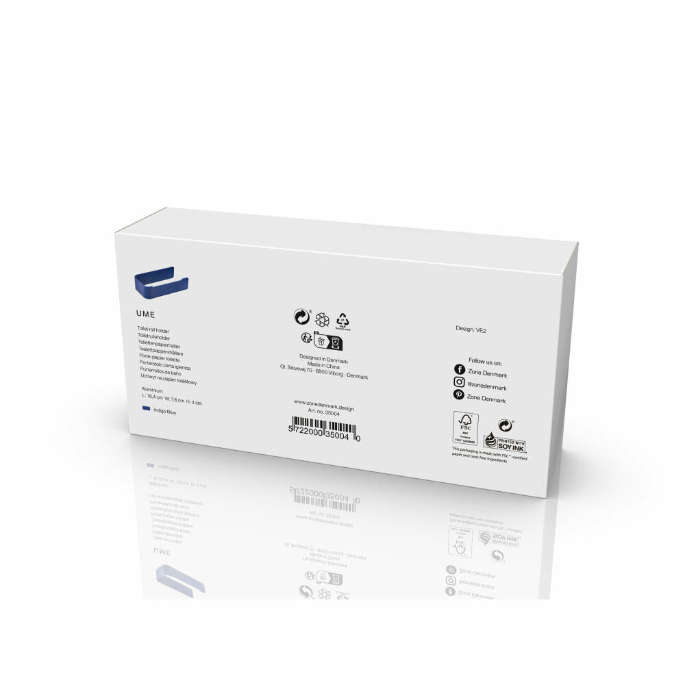 Zone Denmark Toilettenpapierhalter Ume Indigo Blue, WC-Rollenhalter, Aluminium, Blau, 35004