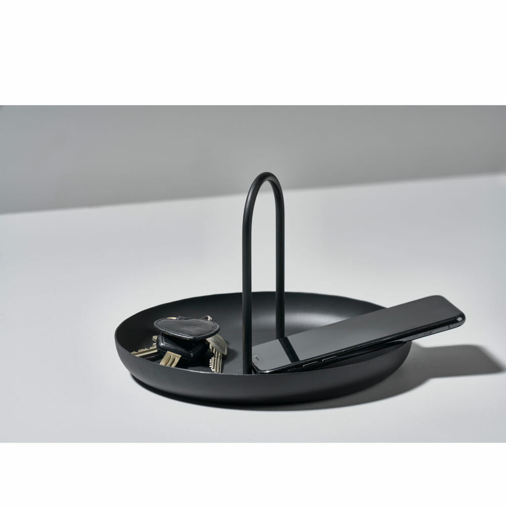 Zone Denmark Tray Singles, with handle, serving tray, decorative tray, metal / iron, black, Ø 20 cm, 331951