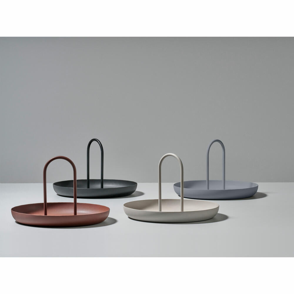 Zone Denmark Tray Singles, with handle, serving tray, decorative tray, metal / iron, black, Ø 20 cm, 331951