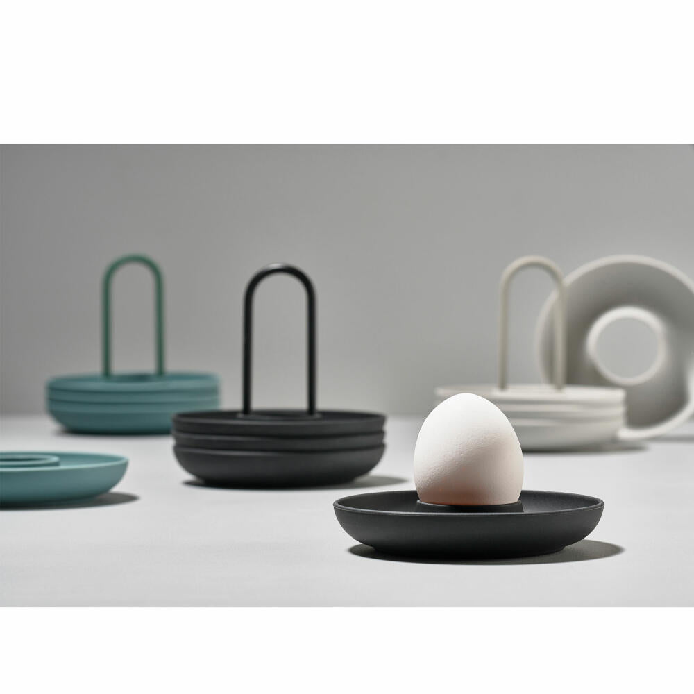 Zone Denmark Egg Cup Singles, set of 4, with holder, egg holder, egg cup, silicone / metal, black, 332021