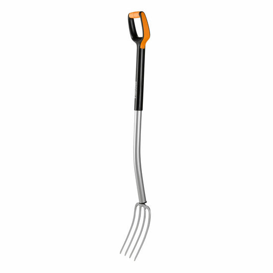 Fiskars Xact Spatengabel L, Gartengabel, Mistgabel, Gartenzubehör, Stahl / Kunststoff, Schwarz / Orange, 120 cm, 1003685