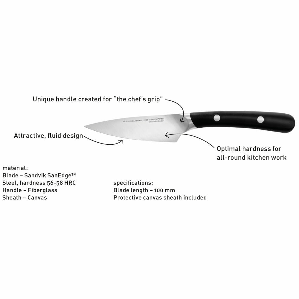 Professional Secrets Kitchen Gemüsemesser, Stahl / Glasfaser, Silberfarben / Schwarz, Gesamtlänge 19.5 cm, Klingenlänge 9 cm, 1031