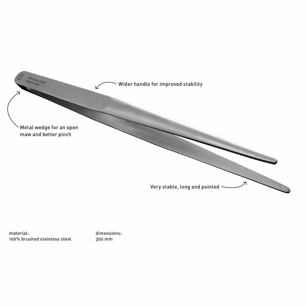 Professional Secrets Kitchen Kochpinzette, Küchenpinzette, Edelstahl Matt, Silberfarben, 30 cm, 1016