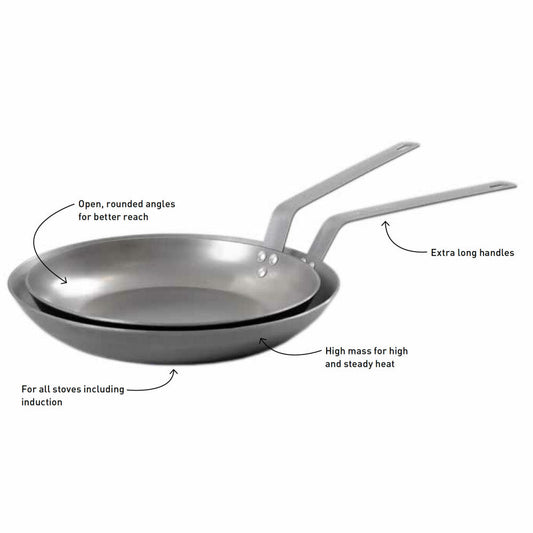 Professional Secrets frying pan set, 2-piece, pan, frying pan, carbon steel, 28 + 32 cm, 1071