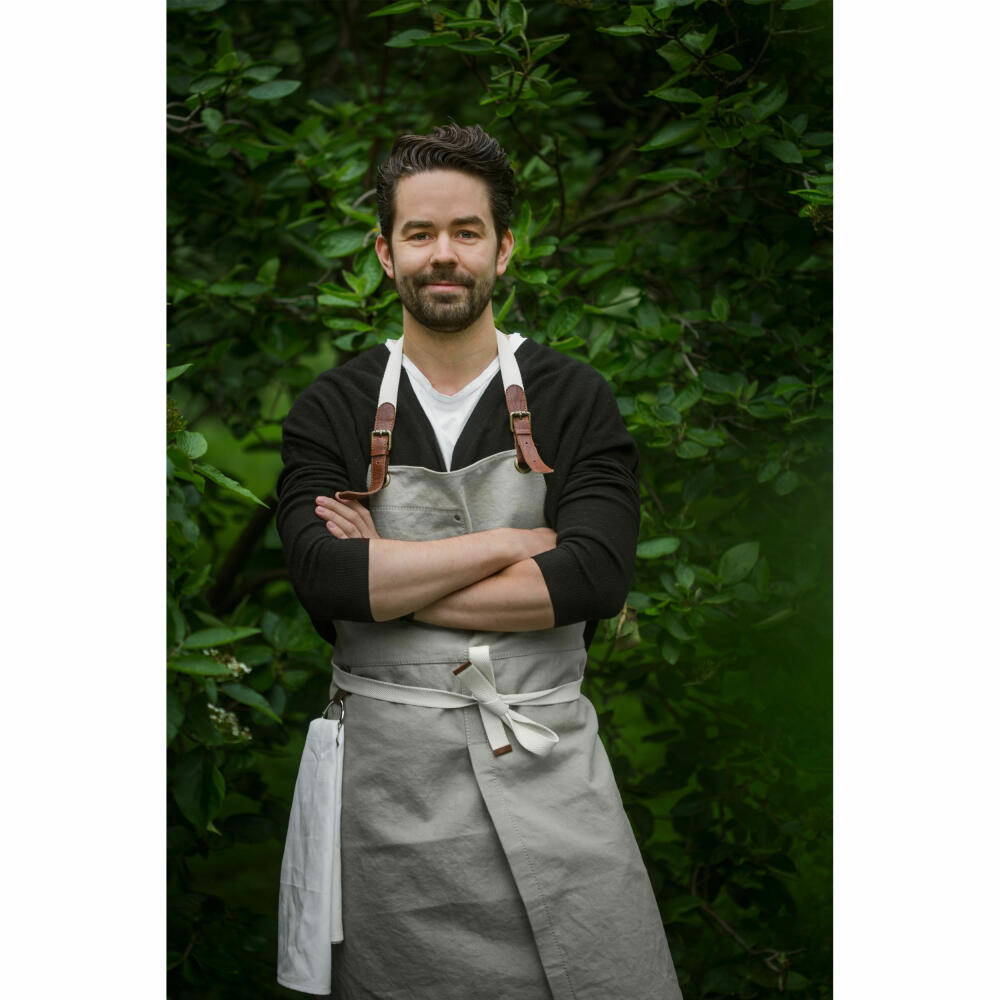 Professional Secrets Kitchen Apron, Linen Fabric, Grey-Green, 83 cm, 1039