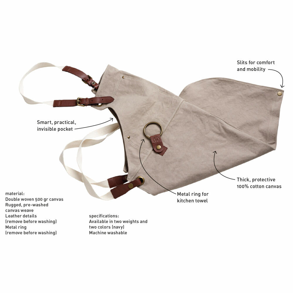 Professional Secrets Kitchen Apron, Linen Fabric, Grey-Green, 83 cm, 1039