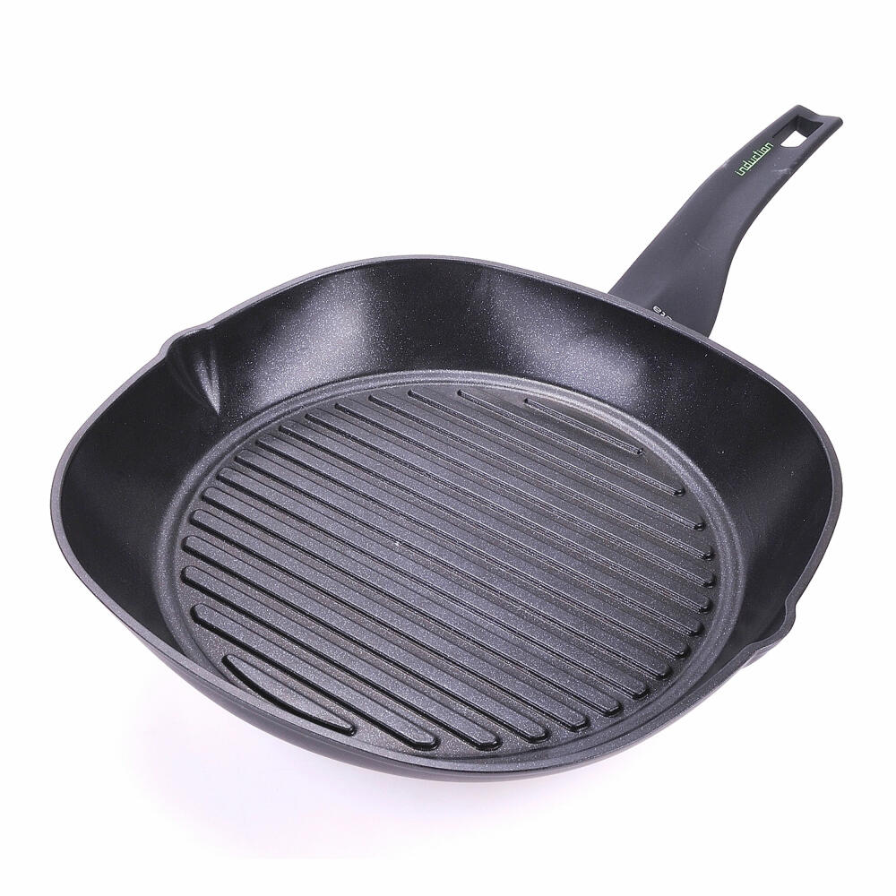 Moneta Nova induction Grillpfanne, Grill Pfanne, Bratpfanne, Steakpfanne, Aluminium, 28 cm, 0003681428