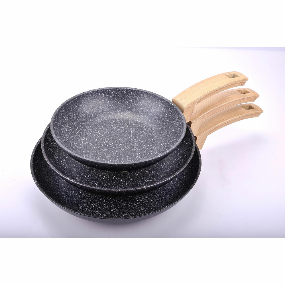 Alluflon Etnea Wood pan set, 3-piece, pan, frying pan, non-stick coating, stone look, 0034363993
