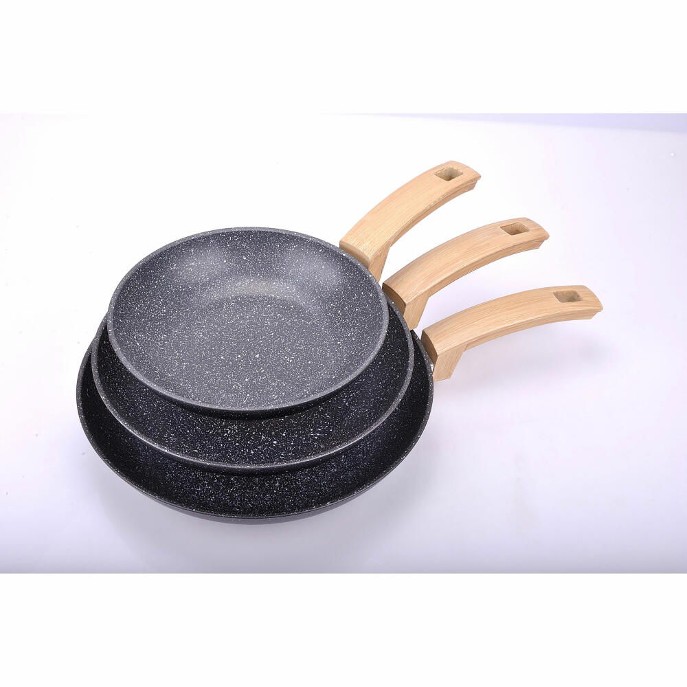 Alluflon Etnea Wood pan set, 3-piece, pan, frying pan, non-stick coating, stone look, 0034363993