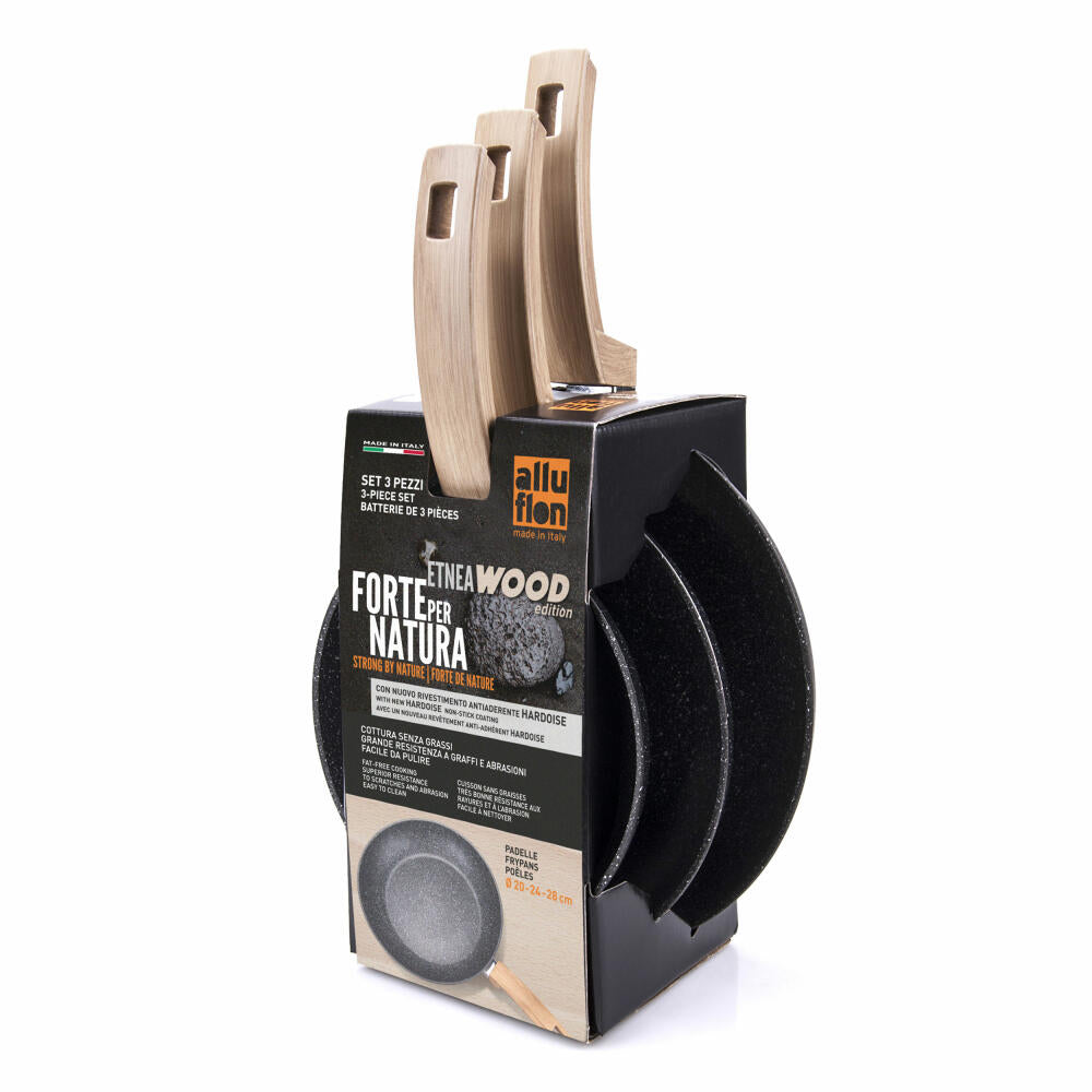 Alluflon Etnea Wood pan set, 3-piece, pan, frying pan, non-stick coating, stone look, 0034363993