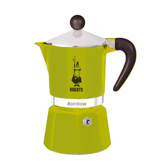 Bialetti Espressokocher Rainbow für 3 Tassen, Espresso, Espressokanne, Kaffeebereiter, Aluminium, Grün, 130 ml, 4972