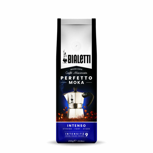 Bialetti Perfetto Moka Intenso, Kaffee gemahlen, Röstkaffee, Intensität 9, 250 g, 96080317