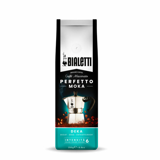 Bialetti Perfetto Moka Deka, Kaffee gemahlen, Enkoffeiniert, Intensität 6, 250 g, 96080320