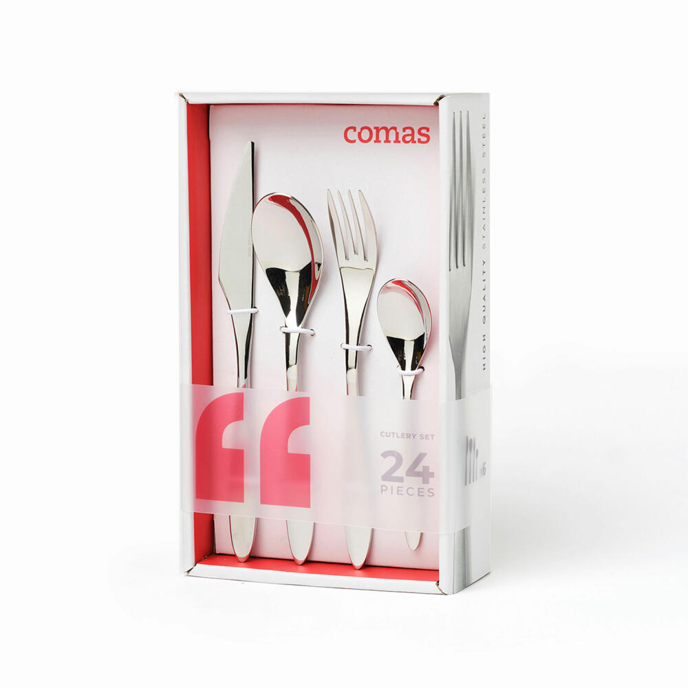 Comas Besteckset Online 24-tlg., Tafelbesteck, Edelstahl 18/10, Spiegelfinish, 2900