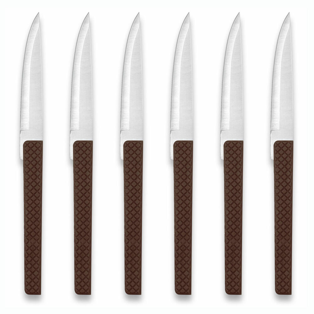 Comas Steakmesser Brown Willow 6er Set, Fleischmesser mit strukturiertem Griff, Edelstahl, ABS, Braun, 22.6 cm, 3111