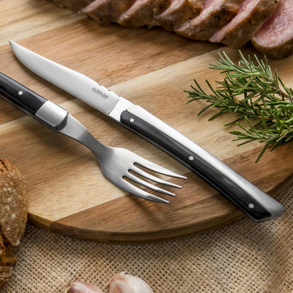 Comas Steakmesser K2 Black 6er Set, Fleischmesser mit zweifarbigem Griff, Edelstahl, Acryl, Schwarz, 22.5 cm, 5278