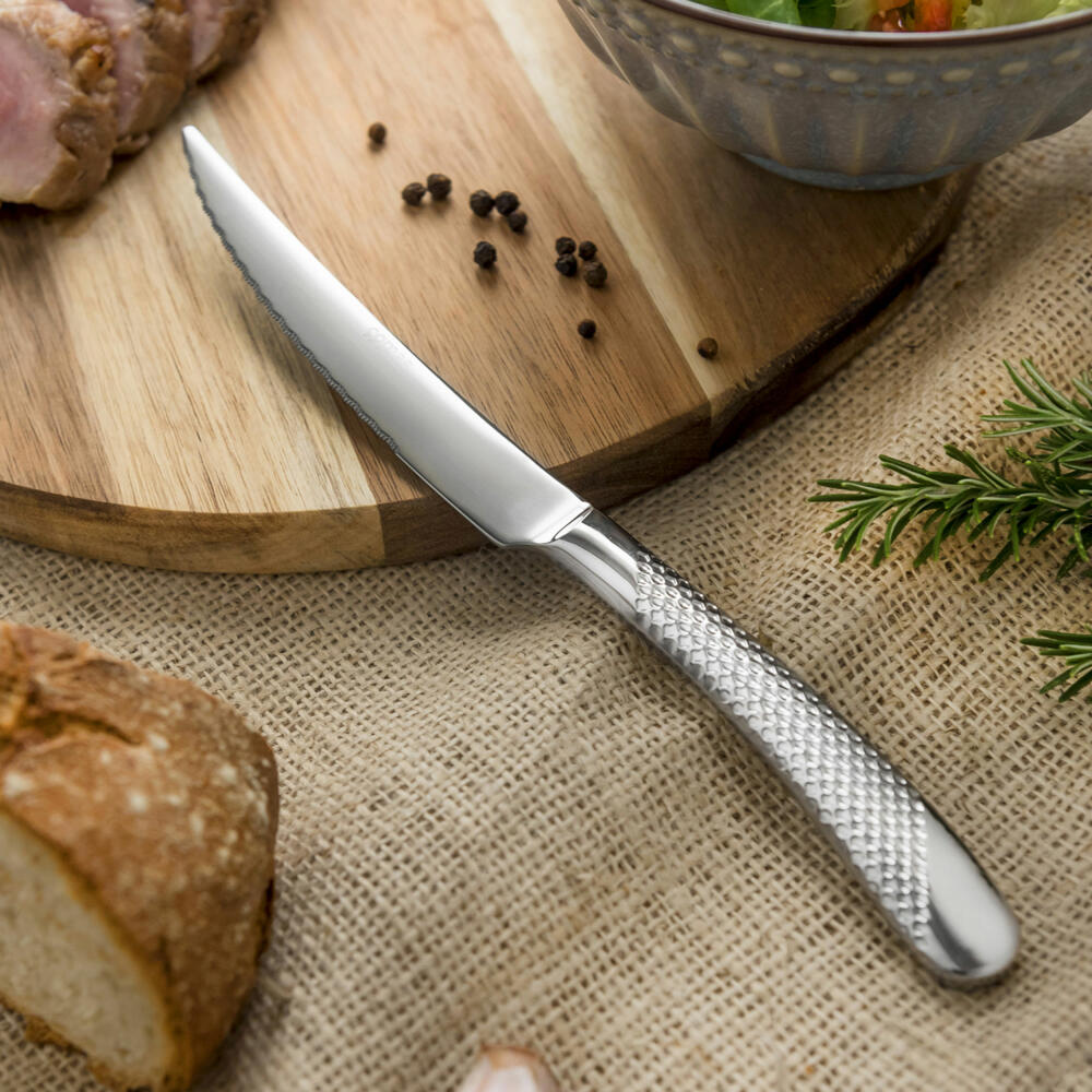 Comas Steak Knife Geometric Set of 6, Meat Knife with Textured Handle, Stainless Steel, 23.2 cm, 6333