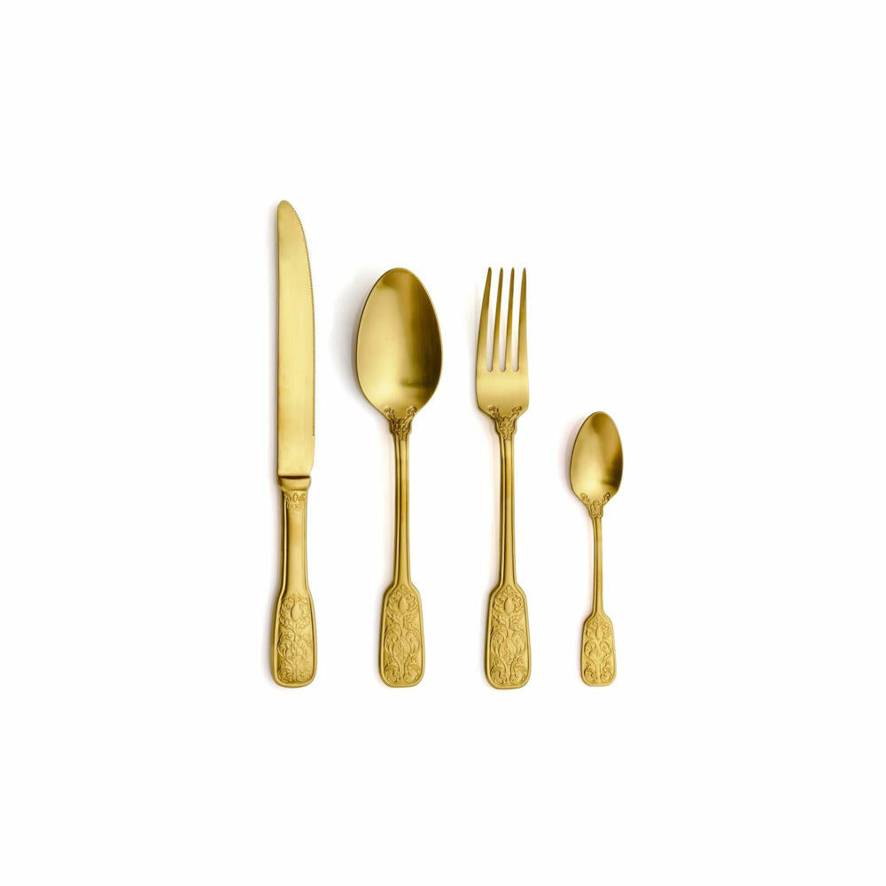 Comas Besteck-Set Versailles Satin Gold 24-tlg., Tafelbesteck, Edelstahl 18/10, Goldfarben, 8800