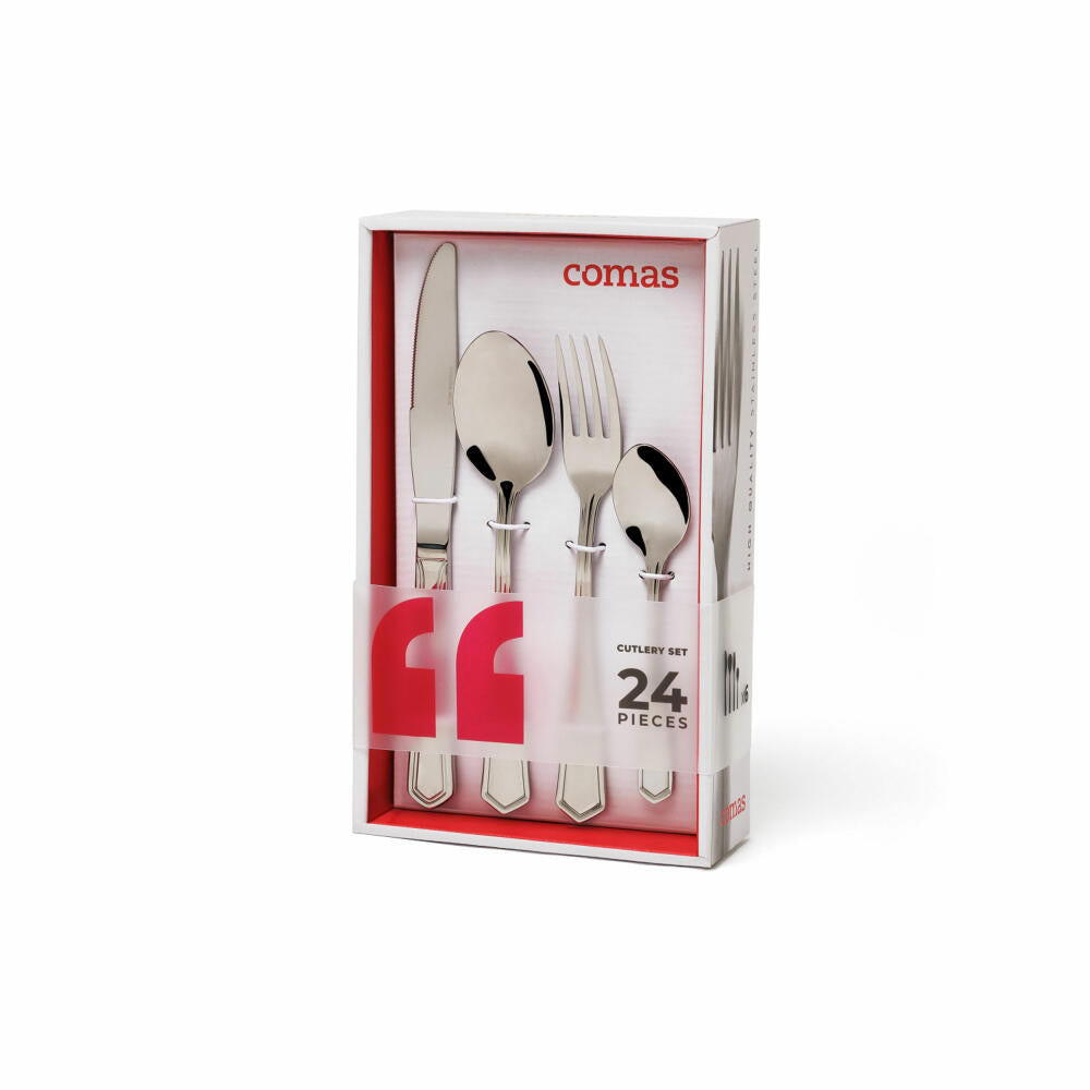 Comas Besteck-Set Viena 24-tlg., Tafelbesteck, Edelstahl 18/10, Silberfarben, 9817