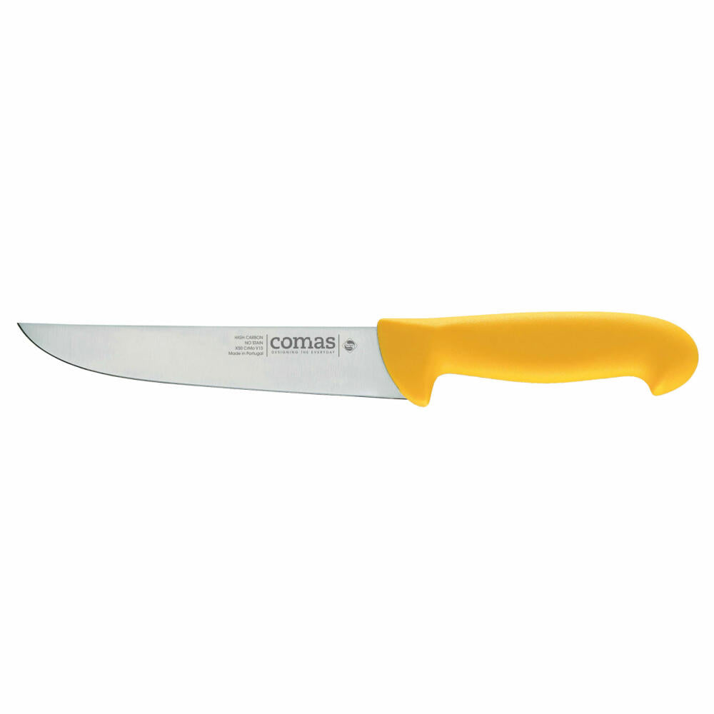 Comas Metzgermesser Carbon, Fleischermesser, Stahl, PP, Gelb, 18 cm Klinge, 10120