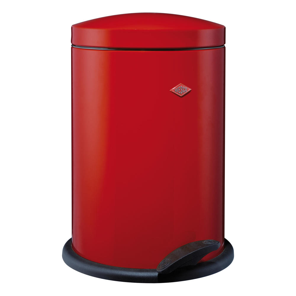 Wesco Pedal Bin Base Softer 116, Bathroom Waste Bin, Garbage Can, Sheet Steel, Red, 13 L, 116212-02