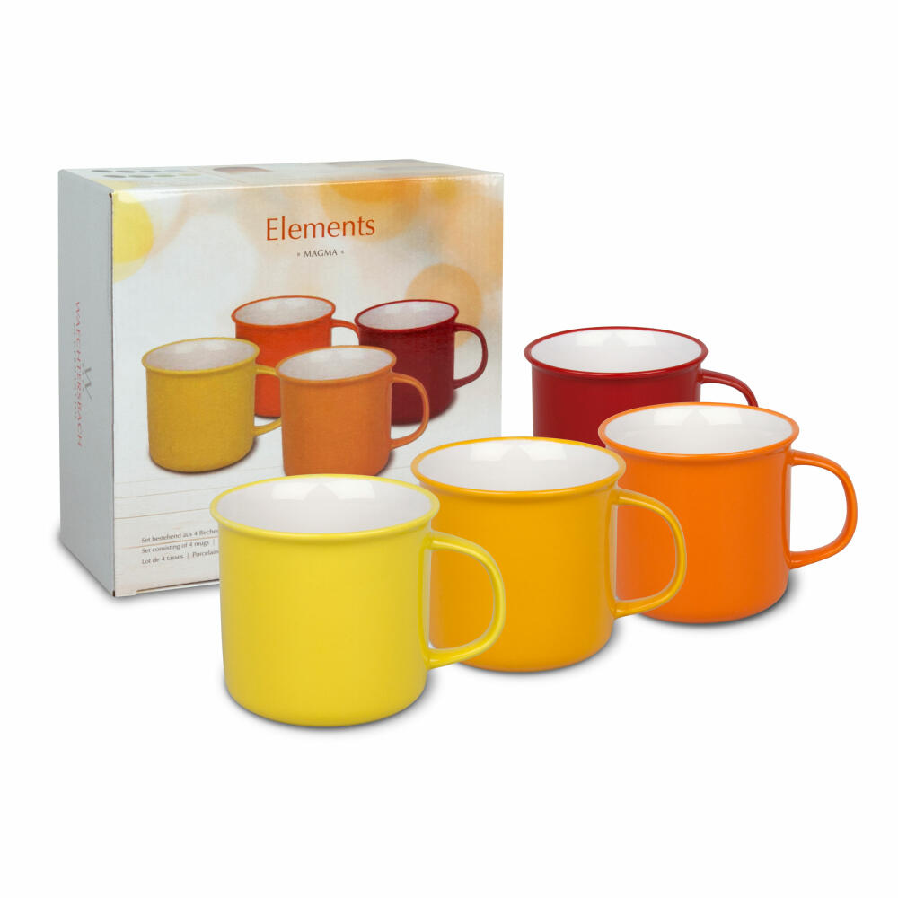 Waechtersbach Elements Magma Becher 4er Set, Tassen, Kaffeetassen, im Geschenkkarton, Bone China, 380 ml, 41 5 971 3000