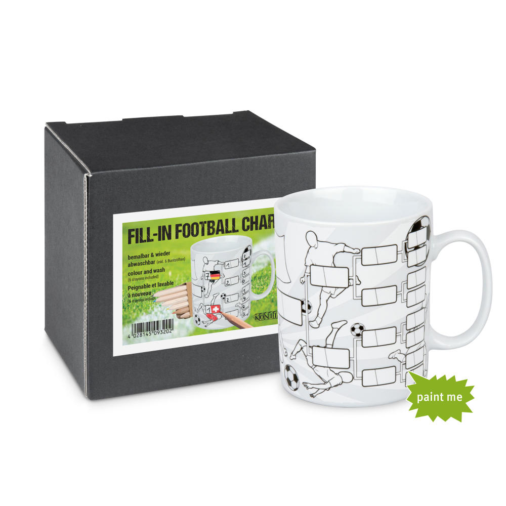 Könitz Fill Football Table Self Made Mug, Mug, Cup, Coffee Cup, 6 Pens, Porcelain, 490 ml, 11 5 330 2287