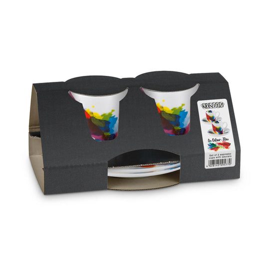 Könitz On Colour Flow Espresso Geschenkset, 4-tlg., 2 Espresso Tassen mit Untertasse, Porzellan, 85 ml, 11 5 054 1694