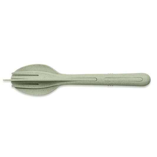 Koziol Klikk Besteck-Set, 3-tlg., Löffel, Gabel, Messer, Besteck, Kunststoff, Organic Green, 22.2 cm, 4003668