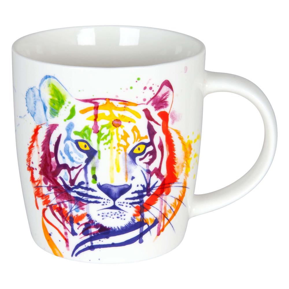 Könitz Watercoloured Animals Tiger Becher, Kaffeebecher, Kaffeetasse, Kaffee Tasse, Teetasse, Porzellan, Bunt, 350 ml, 11 7 275 2293