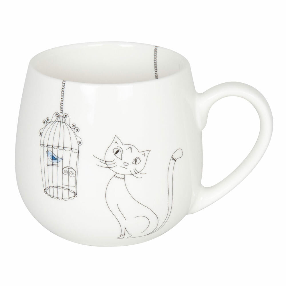Könitz Cats and Birds Kuschelbecher, Becher, Tasse, Kaffeetasse, Bone China, Katze, 400 ml, 11 7 343 2298
