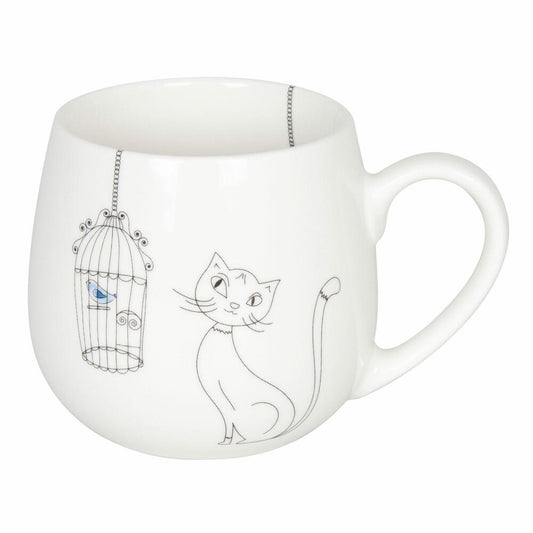 Könitz Cats and Birds Kuschelbecher, Becher, Tasse, Kaffeetasse, Bone China, Katze, 400 ml, 11 7 343 2298