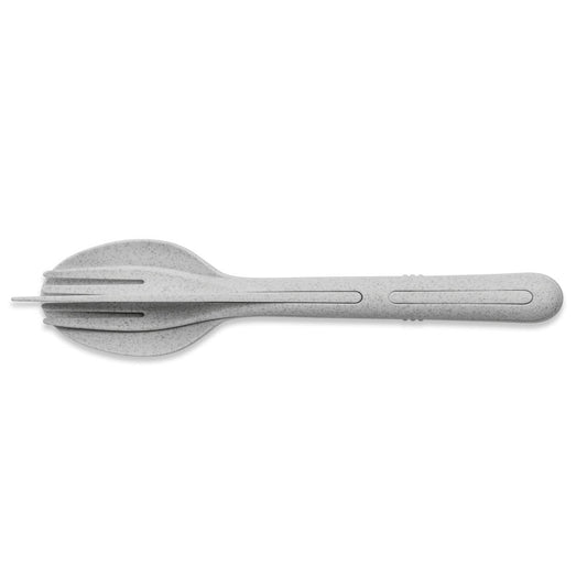 Koziol Klikk Besteck-Set, 3-tlg., Löffel, Gabel, Messer, Besteck, Kunststoff, Organic Grey, 22.2 cm, 4003670