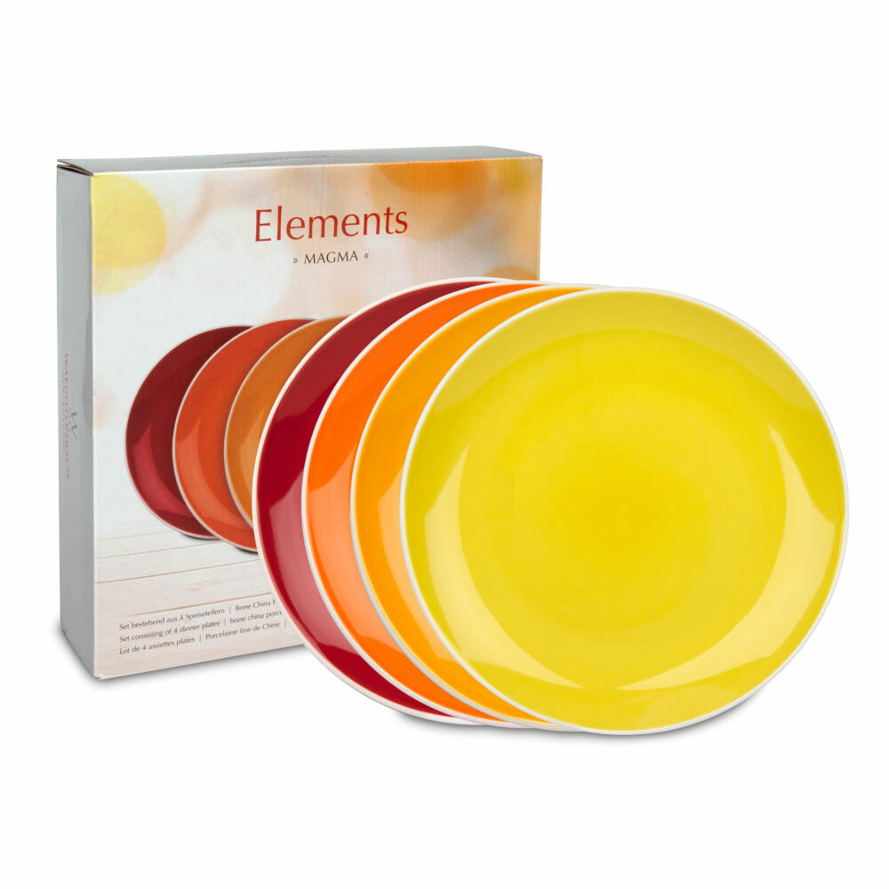 Waechtersbach Elements Magma Teller 4er Set, Speiseteller, im Geschenkkarton, Bone China, Ø 27 cm, 41 5 974 3000