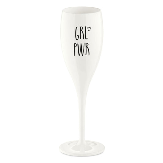 Koziol Cheers Grl Pwr Sektglas mit Druck, Sekt Glas, Champagnerglas, Proseccoglas, Weiß, 19.1 cm, 3782525