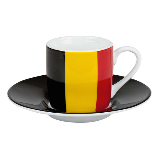 Könitz Belgien Flagge Espresso Set, 2-tlg., Espresso Tasse, Becher, Untertasse, Porzellan, 85 ml, 11 5 053 0973
