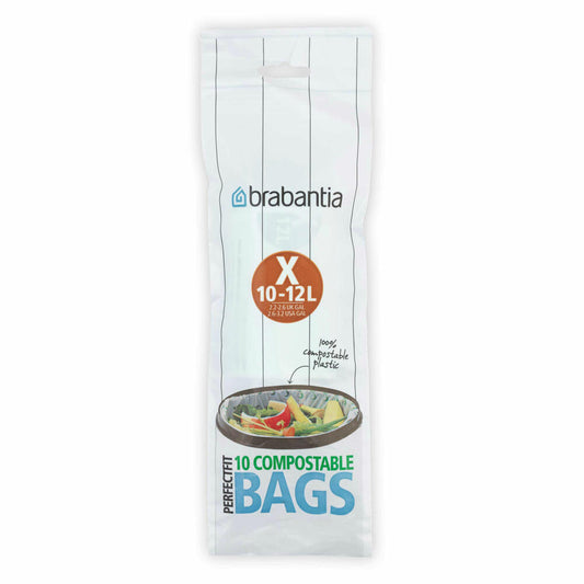 Brabantia Müllbeutel PerfectFit, Abfallbeutel, Beutel, Codierung C, Weiß, 10-12 L, 10 Stück, 118685