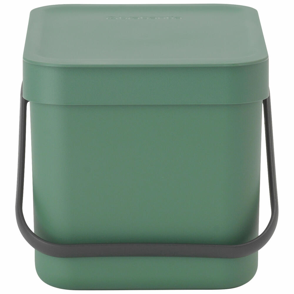 Brabantia Abfallbehälter Sort & Go, Abfalleimer, Mülleimer, Müllbehälter, Kunststoff, Fir Green, 6 L, 129841