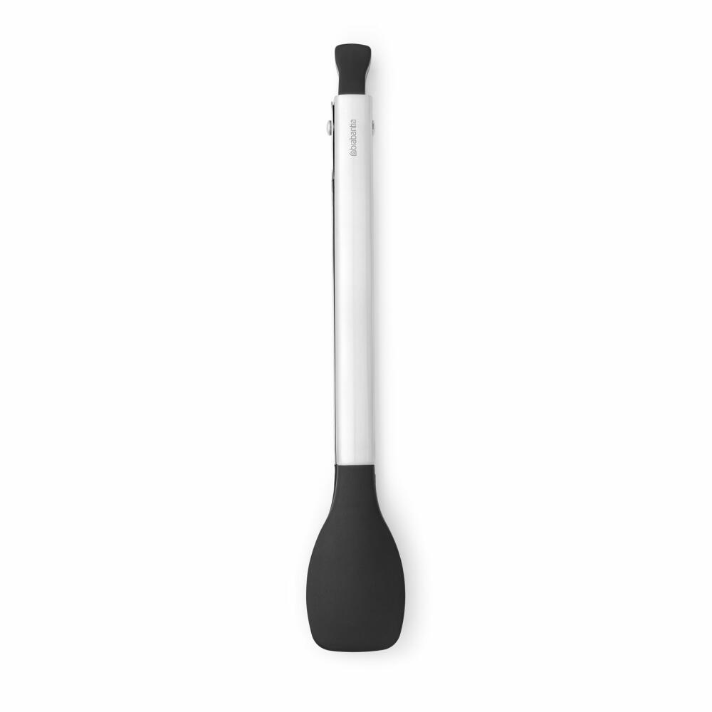 Brabantia Küchenzange Non-Stick Profile, Küchenhelfer, Grillzange, Stahl / Kunststoff, Matt Steel, 27.2 cm, 250989