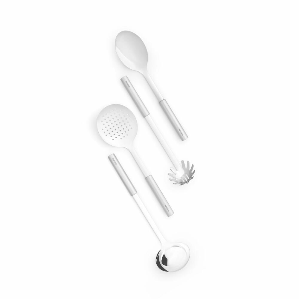 Brabantia Küchenutensilien-Set Profile, Set Küchenhelfer, Kochbesteckset, Stahl, Matt Steel, 35 cm, 260148