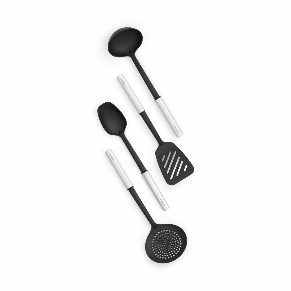 Brabantia Küchenutensilien-Set Non-Stick Profile, Set Küchenhelfer, Kochbesteckset, Stahl, Matt Steel, 35 cm, 260285