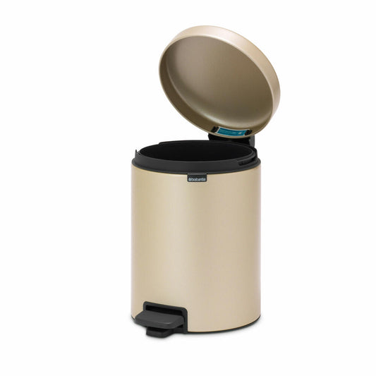 Brabantia Treteimer NewIcon, Kosmetikeimer, Mülleimer, Abfallbehälter, Stahl, Metallic Gold, 5 L, 304422