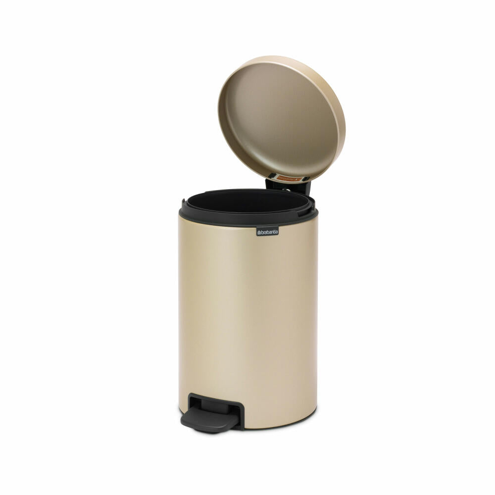 Brabantia Treteimer NewIcon, Abfalleimer, Mülleimer, Abfallbehälter, Stahl, Metallic Gold, 12 L, 304446