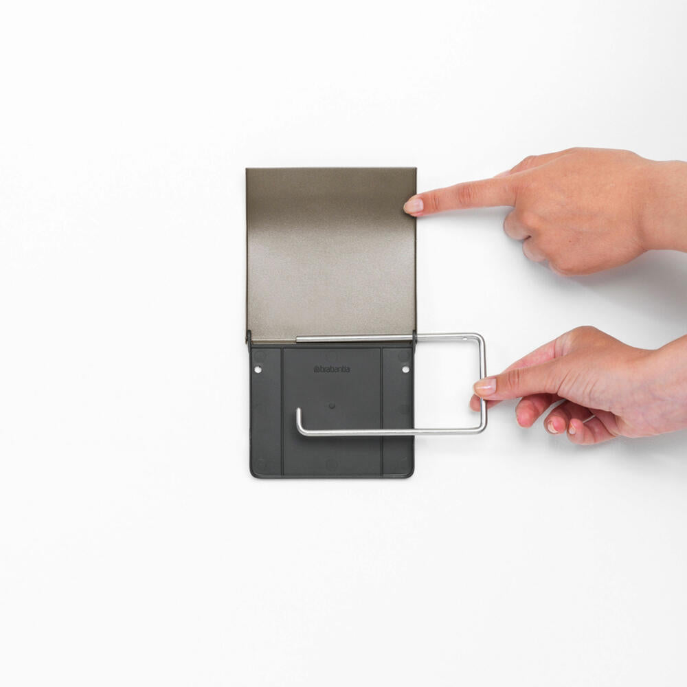 Brabantia Toilettenpapierhalter ReNew, Klopapierhalter, WC-Rollenhalter, Stahl, Platinum, 477300