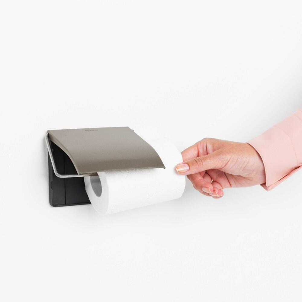 Brabantia Toilettenpapierhalter ReNew, Klopapierhalter, WC-Rollenhalter, Stahl, Platinum, 477300