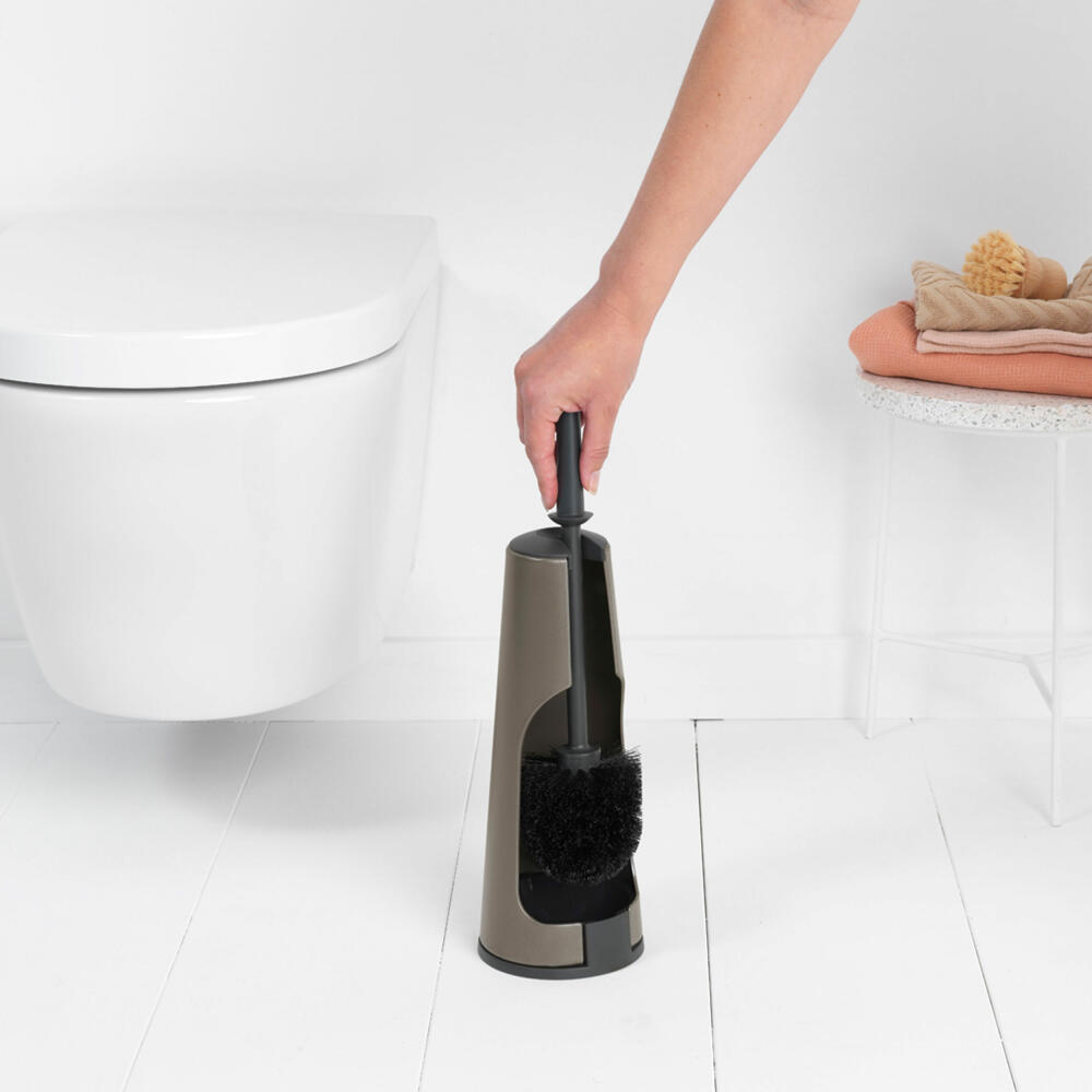 Brabantia Toilettenbürste und Halter ReNew, Toilettenbürstengarnitur, WC-Garnitur, Platinum, 477324